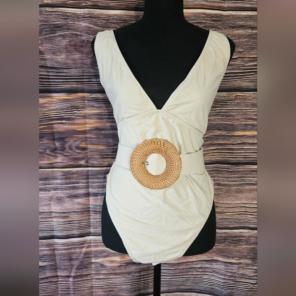 NWT PLT High Cut Rattan Belt Swim Suit Size 16
